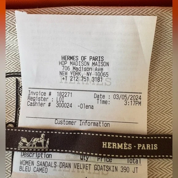 Hermes Oran Sandals Bleu Cameo - Picture 9 of 10